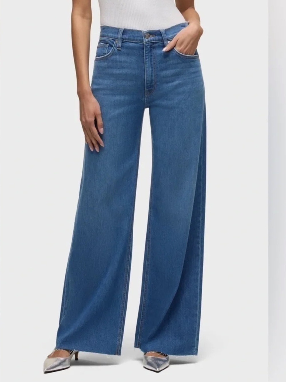 Hudson Jodie High Rise Loose Fit Wide Leg raw hem Jean